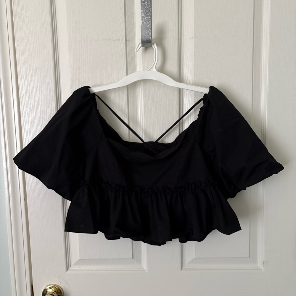 Urban Outfitters Kimchi Blue Black Puff Sleeve Blouse